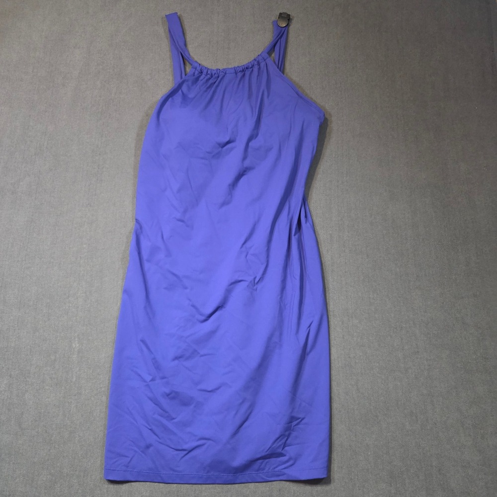 Athleta Swim Dress Womens Small Purple Halter Neck Built-in Shelf Bra Solid